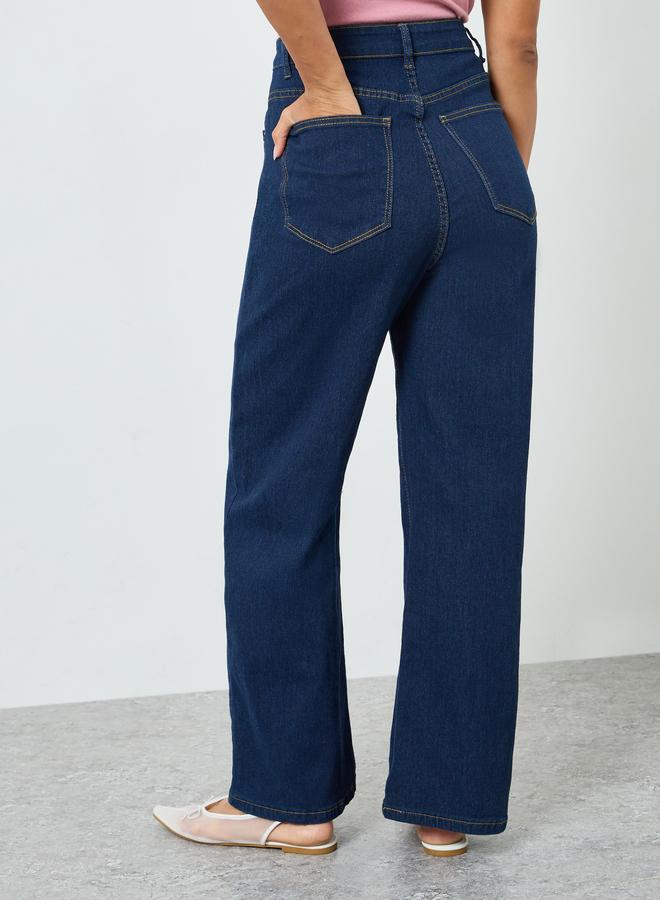 ستايلي جينز بقصة أرجل واسعة وخصر عالي - Image 3